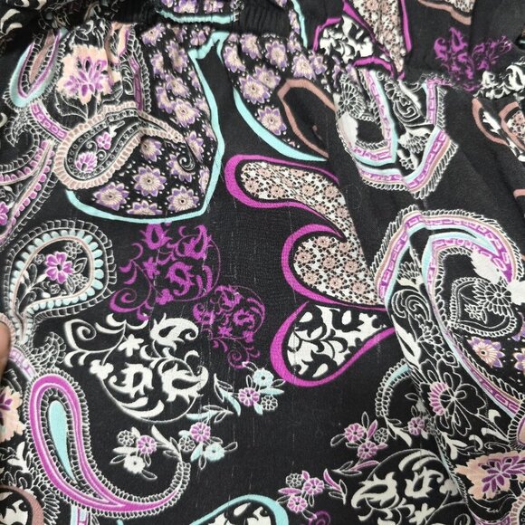 Torrid Black Pink Challis Floral Paisley Short Sleeved Faux Wrap Dress - Picture 8 of 8